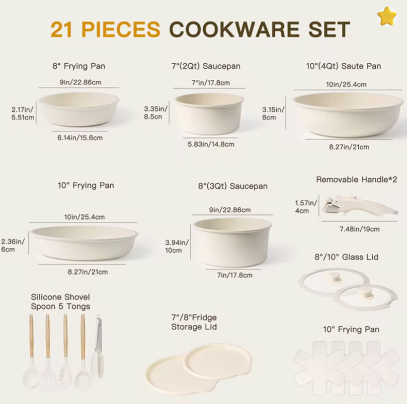 Cookware 21-piece Nonstick Pots & Pan set