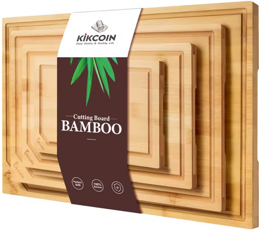 4-piece extra large kitchen bamboo cutting board set